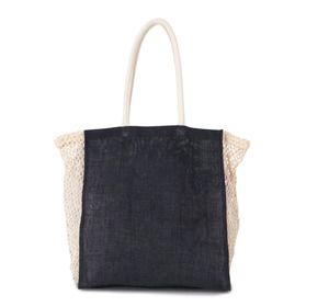 Kimood KI0281 - Shopping bag with mesh gusset Navy / Natural