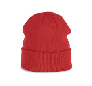 K-up KP031 - KNITTED TURNUP BEANIE Crimson Red