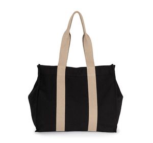 Kimood KI5201 - Large recycled gusseted shopping bag Black Night / Hemp