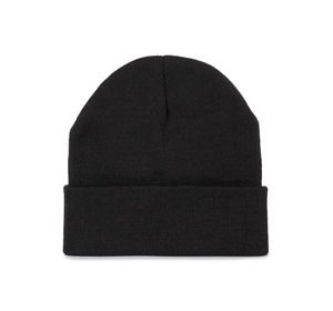 K-up KP892 - Recycled beanie with knitted turn-up Black