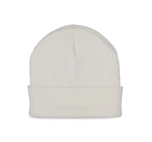K-up KP892 - Recycled beanie with knitted turn-up White