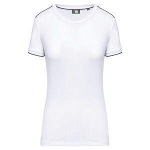 WK. Designed To Work WK3021 - Damen-T-Shirt DayToDay mit kurzen Ärmeln Weiß / Navy