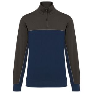 WK. Designed To Work WK404 - Unisex zipped neck eco-friendly sweatshirt Navy / Dark Grey