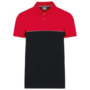 WK. Designed To Work WK210 - Unisex eco-friendly two-tone short sleeve polo shirt Black / Red