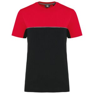 WK. Designed To Work WK304 - T-shirt bicolore écoresponsable manches courtes unisexe Noir-Rouge