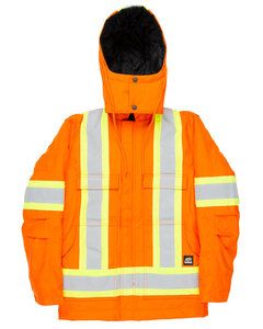 Berne HVNCH3T - Mens Tall Safety Striped Arctic Insulated Chore Coat