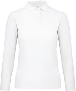 B&C CGPWI13 - ID.001 Ladies' long-sleeved polo shirt Biały