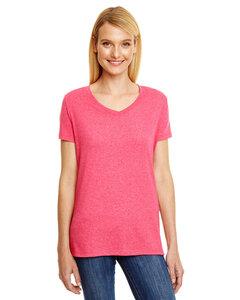 Hanes 42VT - Ladies Perfect-T Triblend V-Neck T-shirt Red Triblend