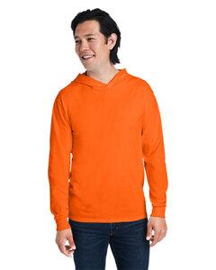 Fruit of the Loom 4930LSH - Men's HD Cotton Jersey Hooded T-Shirt Safety Orange
