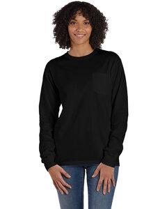 ComfortWash by Hanes GDH250 - Unisex Garment-Dyed Long-Sleeve T-Shirt with Pocket Black