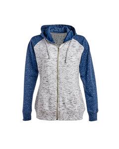 J. America JA8679 - Ladies Mélange Fleece 2-Tone Full-Zip Hooded Sweatshirt