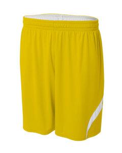 A4 N5364 - Adult Performance Doubl/Double Reversible Basketball Short Gold/White