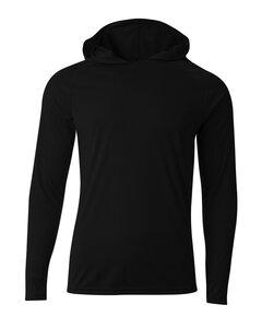 A4 N3409 - Men's Cooling Performance Long-Sleeve Hooded T-shirt Black