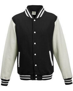 Just Hoods By AWDis JHY043 - Youth 80/20 Heavyweight Letterman Jacket Jet Black / Arctic White