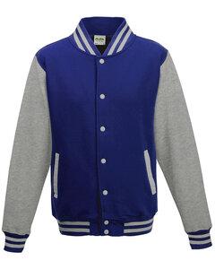 Just Hoods By AWDis JHY043 - Youth 80/20 Heavyweight Letterman Jacket Royal Blue/Heather Grey