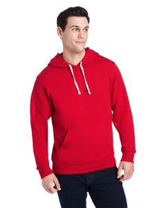 J. America J8871 - Adult Tri-Blend Fleece Pullover Hood Red Solid