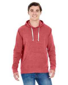 J. America J8871 - Adult Tri-Blend Fleece Pullover Hood Red Triblend