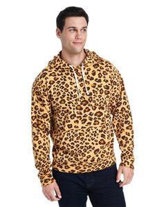 J. America J8871 - Adult Tri-Blend Fleece Pullover Hood Leopard Triblend