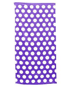 Carmel Towel Company C3060S - Cabana Stripe Velour Beach Towel Purple Polka Dot