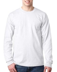 Bayside 8100 - USA-Made Long Sleeve T-Shirt with a Pocket Blanco