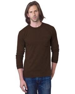 Bayside 8100 - USA-Made Long Sleeve T-Shirt with a Pocket Chocolate
