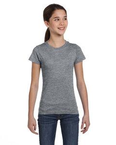 LAT 2616 - Girls' Fine Jersey Longer Length T-Shirt Granite Heather