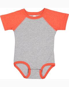 Rabbit Skins LA4430 - Infant Baseball Fine Jersey Bodysuit Vn Hth/Vin Orng