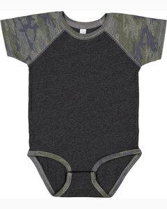 Rabbit Skins LA4430 - Infant Baseball Fine Jersey Bodysuit Vn Smke/Vn Camo