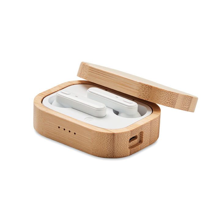 GiftRetail MO6780 - JAZZ BAMBOO TWS earbuds in bamboo case