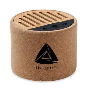 GiftRetail MO6819 - ROUND + Round cork wireless speaker Beige