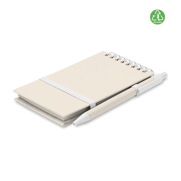 GiftRetail MO6837 - MITO SET Eco-Friendly A6 Notebook and Pen Set from Recycled Milk Cartons