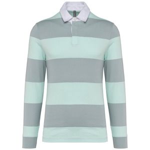 Kariban K285 - Unisex long-sleeved striped polo shirt Light Grey / Ice Mint Stripes