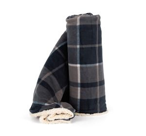 K-up KP431 - Sherpa-Decke Storm Grey / Navy checked