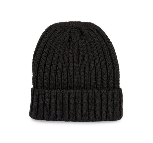 K-up KP953 - Gorro de punto canalé 2 x 1 con dobladillo