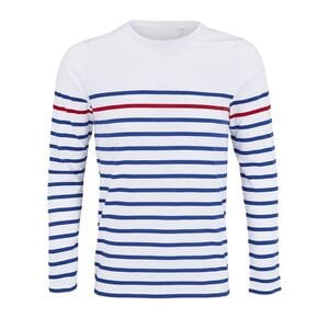 SOL'S 03099 - Matelot Lsl Men Long Sleeve Striped T Shirt White/ Royal/ Red