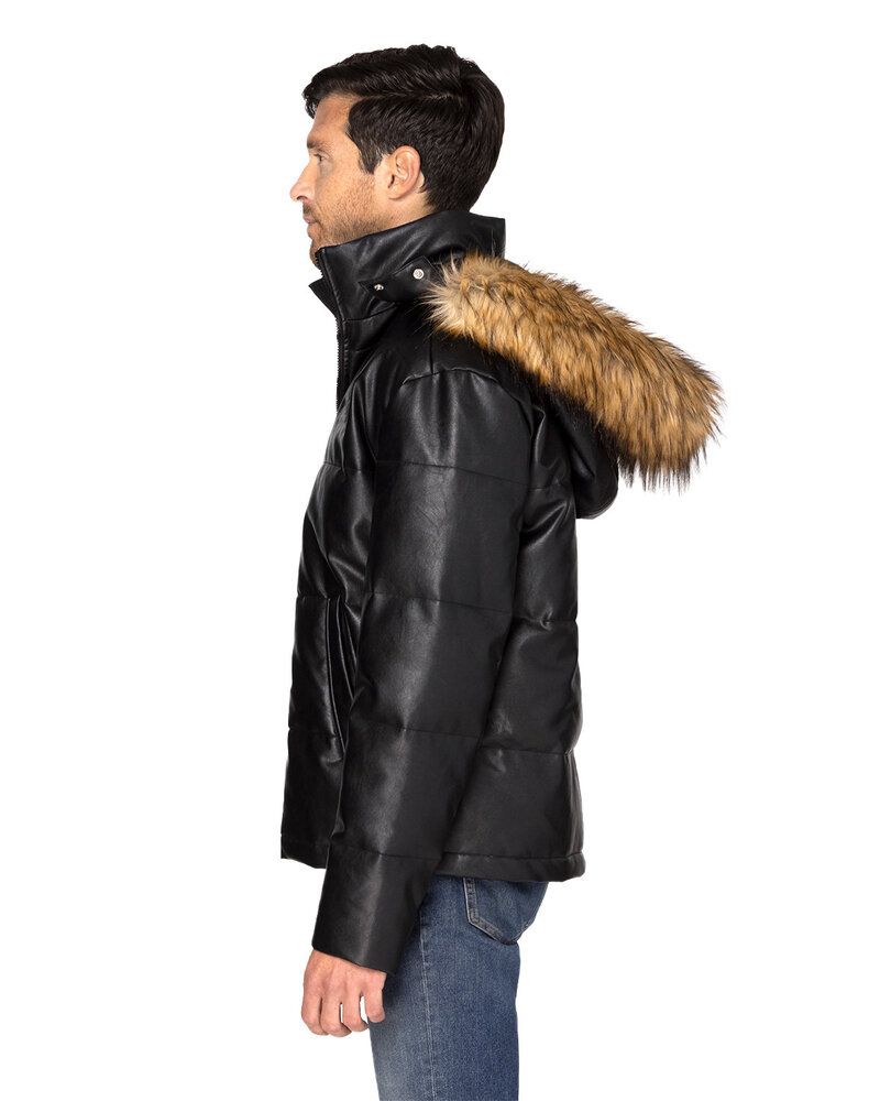 Threadfast 397J - Unisex Vegan Leather Puffer Jacket