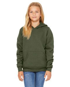 Bella+Canvas 3719Y - Youth Sponge Fleece Pullover Hooded Sweatshirt Military Green