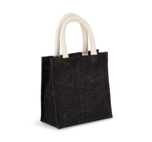 Kimood KI0272 - Jute canvas tote bag - small model Black