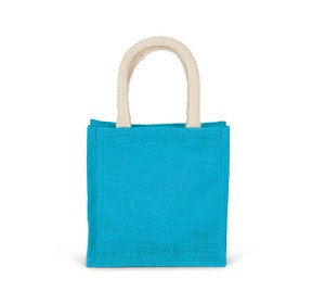Kimood KI0272 - Jute canvas tote bag - small model Turquoise
