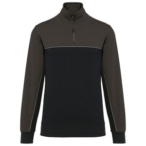WK. Designed To Work WK404 - Unisex zipped neck eco-friendly sweatshirt Black / Dark Grey