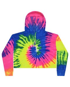 Tie-Dye CD8333 - Ladies Cropped Hooded Sweatshirt Neon Rainbow