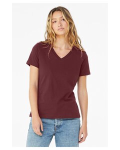 Bella+Canvas 6405 - Relaxed Short Sleeve Jersey V-Neck T-Shirt Maroon