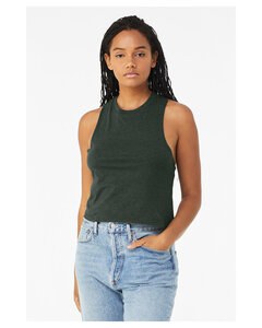 Bella+Canvas 6682 - Ladies Racerback Cropped Tank Heather Forest