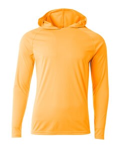 A4 N3409 - Men's Cooling Performance Long-Sleeve Hooded T-shirt Safety Orange