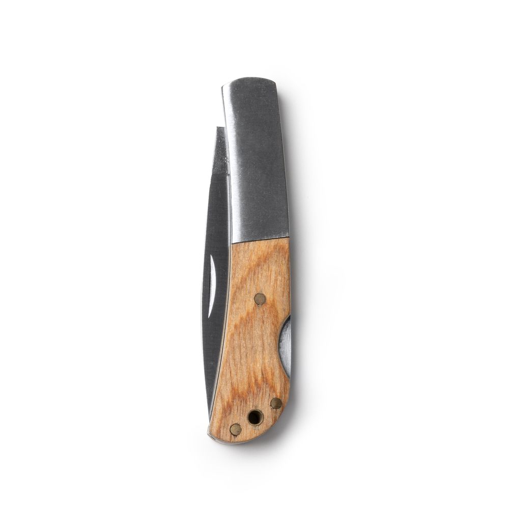 EgotierPro NA3989 - VIDUR Coltello a serramanico in acciaio inox e  impugnatura combinata con legno naturale