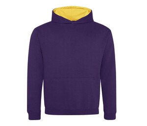 AWDIS JH03J - Children's sweatshirt with contrasting hood Purple / Sun Yellow
