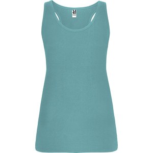 Roly CA6535 - BRENDA Slim-fit tank top with ribbed armholes and loose and rolled ribbed collar Dusty Blue