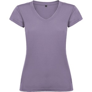 Roly CA6646 - VICTORIA V-neck short-sleeve t-shirt for women with 1x1 ribbed finishes Lavender