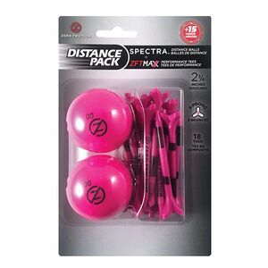 ZERO FRICTION GB2GT18 - Distance Pack w/ 2 Spectra Golf Balls & 18 Tees Fuchsia