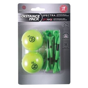 ZERO FRICTION GB2GT18 - Distance Pack w/ 2 Spectra Golf Balls & 18 Tees Lime